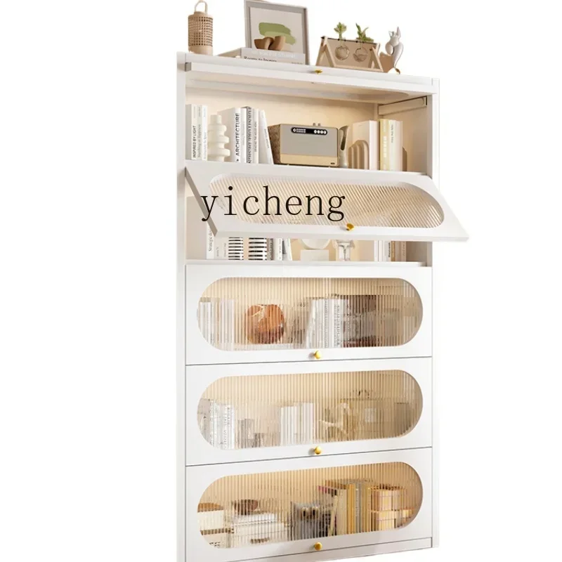 steel floor-to-ceiling bookcase, open door storage cabinet, transparent dustproof display bookshelf