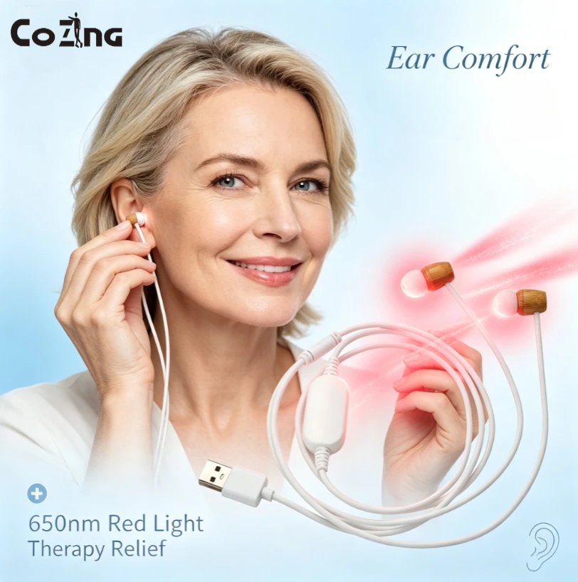Portable 650nm Laser Ear Therapy Tool, Helps Balance Blood Pressure & Blood Fat, Soothes Ear Inflammation, Includes 4 Earplugs