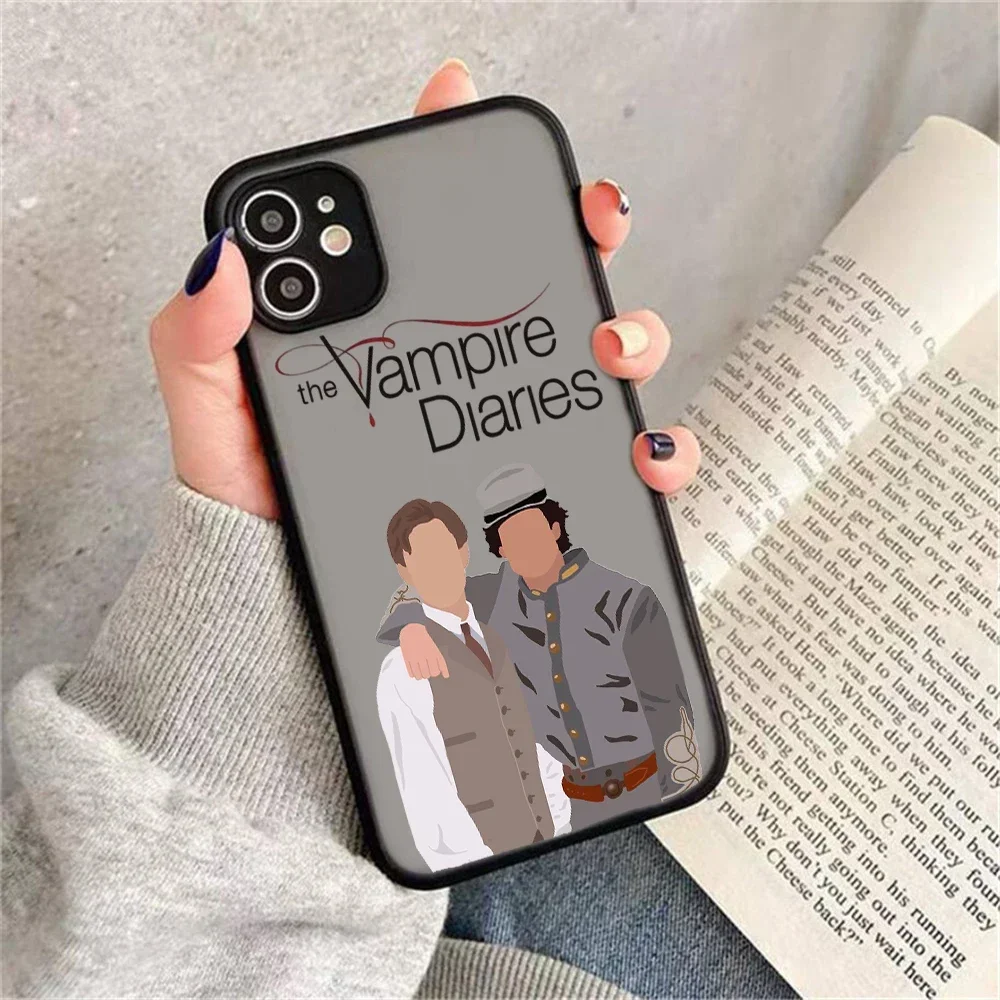 The Vampire Diaries Damon Elena Stefan Phone Case for iPhone 15 14 13 12 11 Pro Max X Xs Max XR SE 2020 8 7 Plus Hard Cover