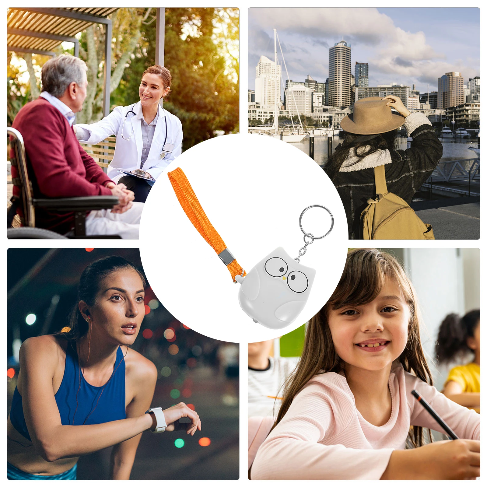 Safesound Personal Alarm Keychain Security Ornament Compact Lightweight Emergency Safety Alarm for Women Owl Design Decorative