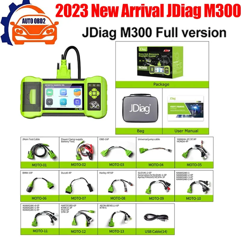 JDiag M300 Motorcycle Scanner Diagnostic Data Fault Read Real Time Code Reader Service Reset For BMW Kawasaki KTM Ducati Harley