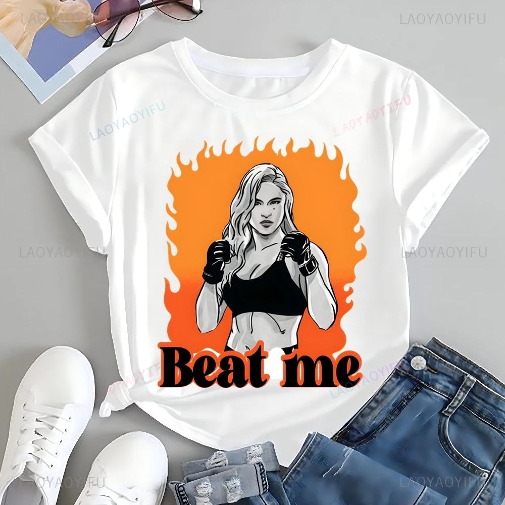 Stylish Retro MMA Fighter Ronda Rousey Printed T-shirt Top Ronda Rousey Trend Unisex Shirt Graphic Oversized T-shirt