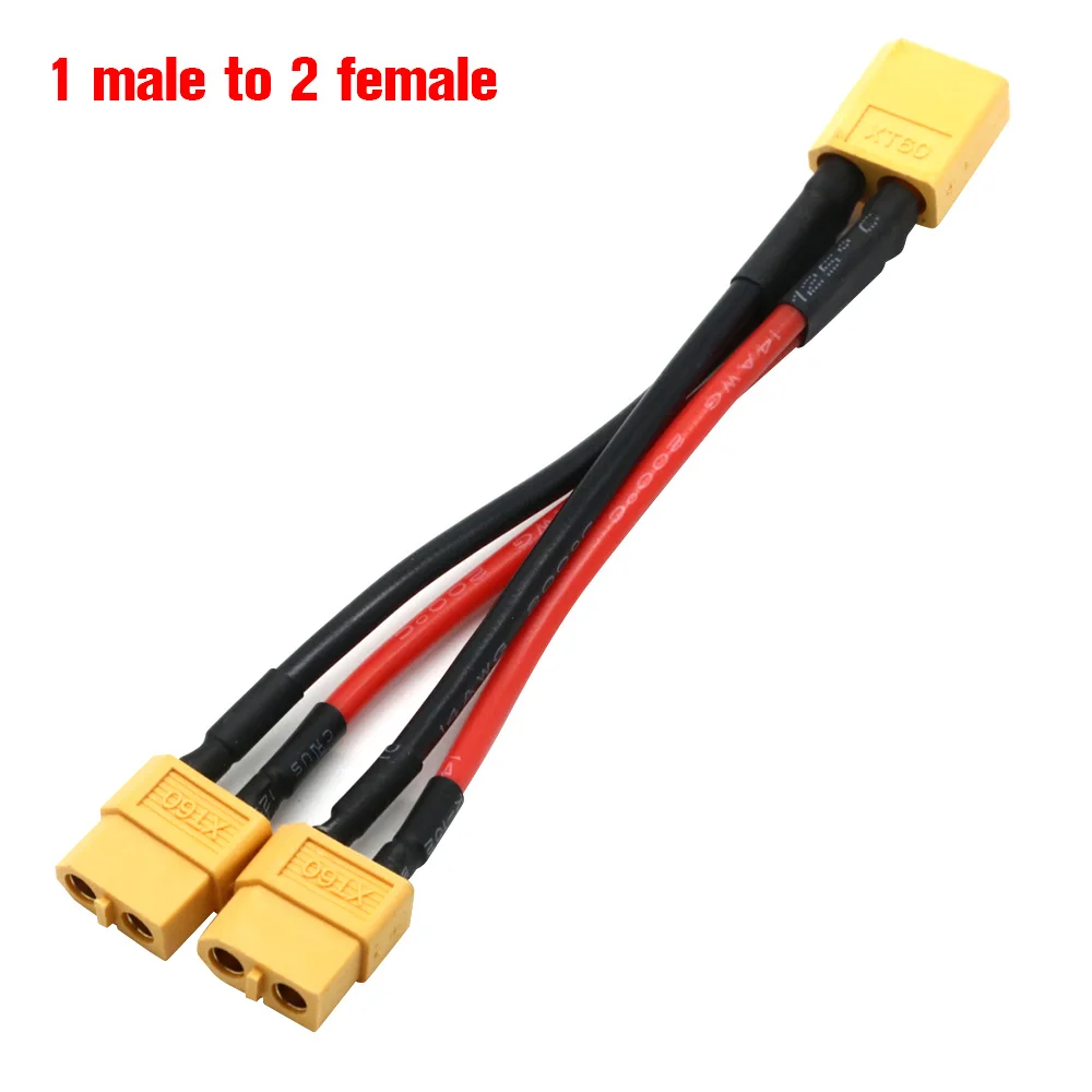 XT60 Parallelle Batterij Connector Mannelijke/Vrouwelijke Kabel Dual Extension Y Splitter/3Way 14AWG Siliconen Draad voor RC Batterij Motor