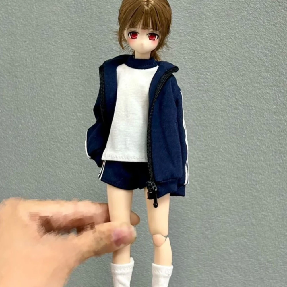New 1/6 Doll's Clothes Suit for Azone Ob22 Ob24 P20 Doll Sportswear Jacket Pants Shorts Short-sleeved Doll Accessories, No Doll