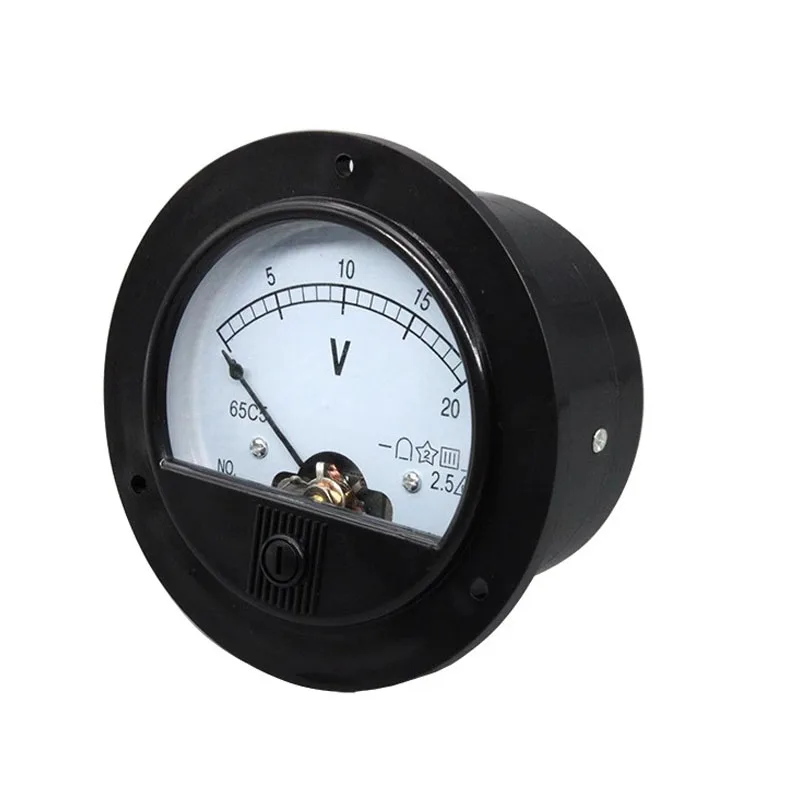 65C5 DC 0-20V Round Analogue Panel Meter Volt Voltage Gauge Analog Voltmeter