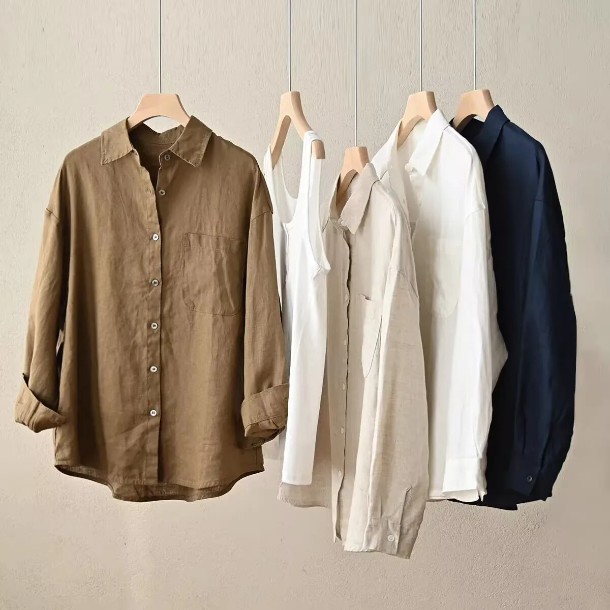 

2025 Women Spring Autumn New Fashion Vintage Long Sleeves Casual Shirt Single Breasted Loose Retro Cotton Shirt Tops N989