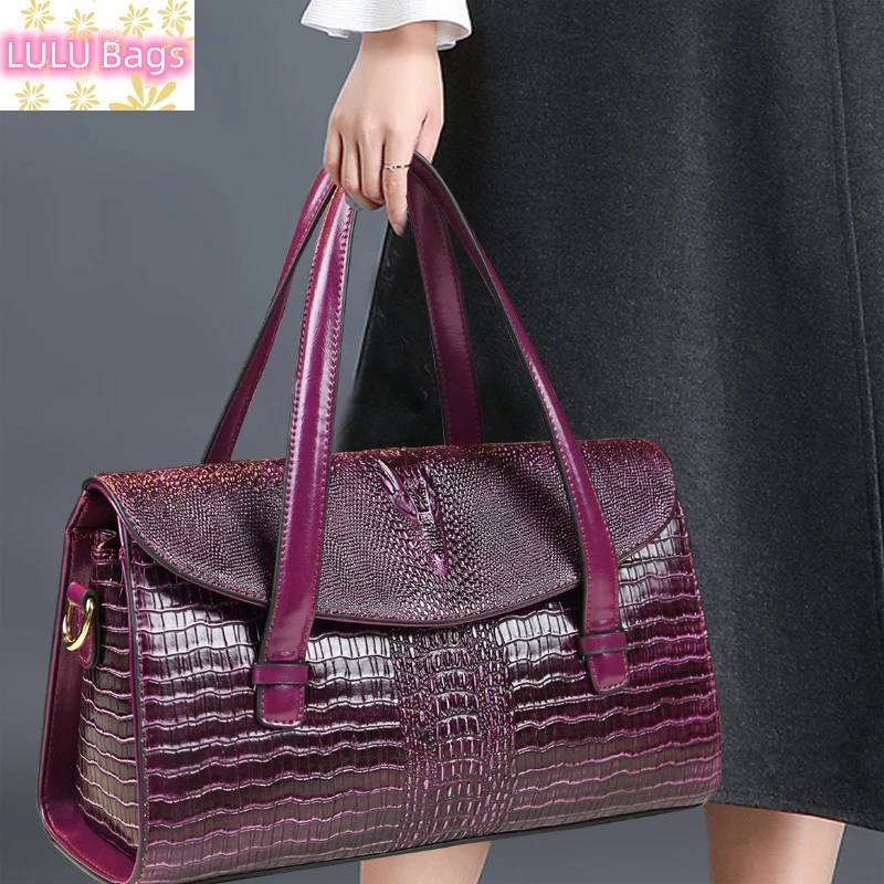 

Fashion Crocodile Pattern Women Handbags Luxury Brand Genuine Leather Lady Mom Tote Bag Shoulder Messenger Bags