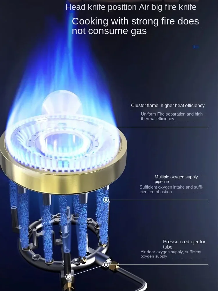 Estufa individual de fuego fuerte de acero inoxidable de media y alta presión, gas comercial, estufa dual de escritorio para el hogar de gas comercial