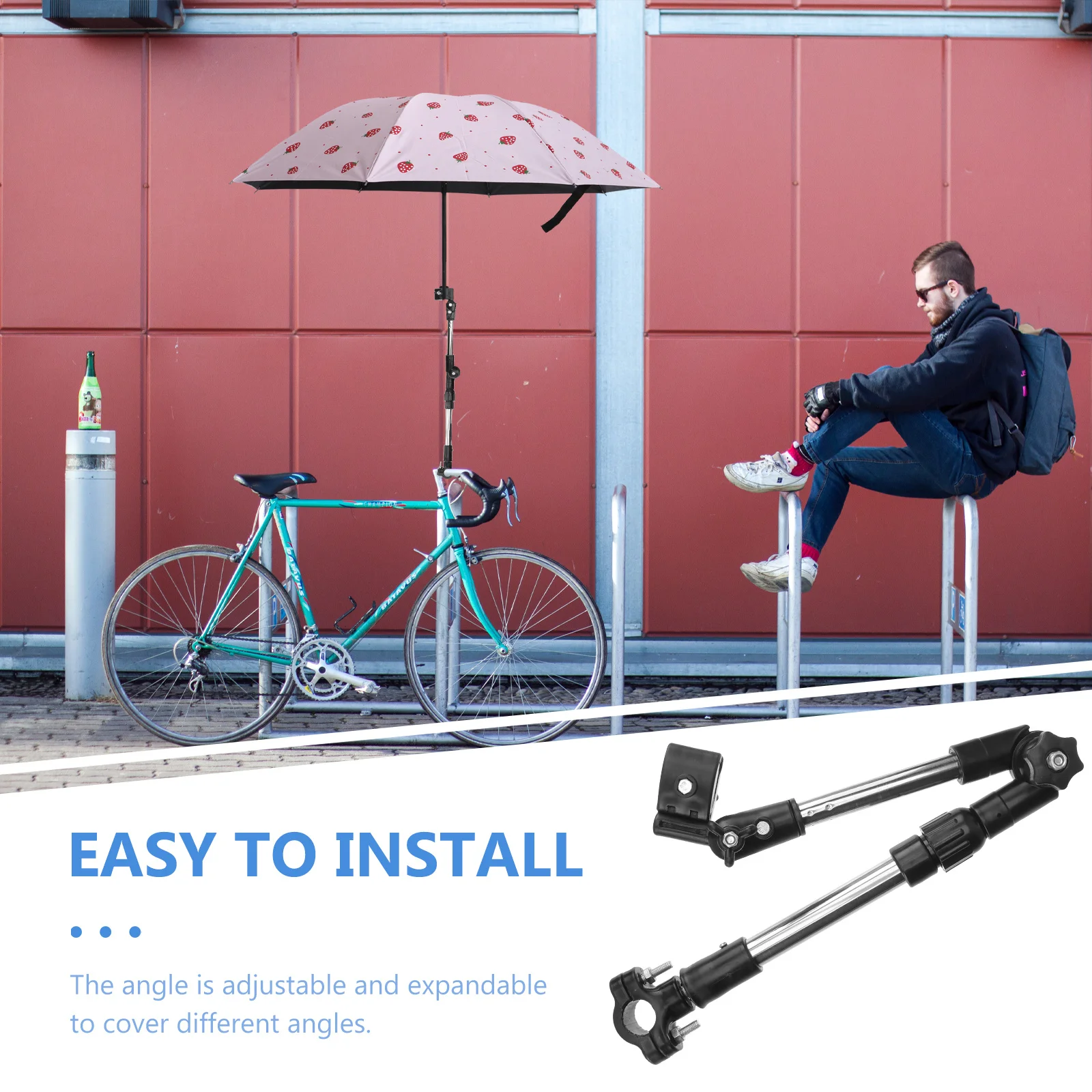 

Extendable Black Umbrella Holder Adjustable for Outdoor Wheelchair Stroller Walker Umbrella Degree Rotation