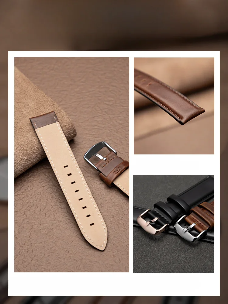 Classic Cowhide Genuine Leather Men Women Stainless Steel Buckle Watchbands for DW Daniel Wellington Waterproof Soft Watch Strap