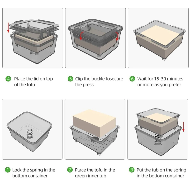 Prensa de Tofu escurridor de Tofu de 3 capas, herramienta de eliminación de agua de drenaje incorporado, Apto para lavavajillas, herramienta de cocina