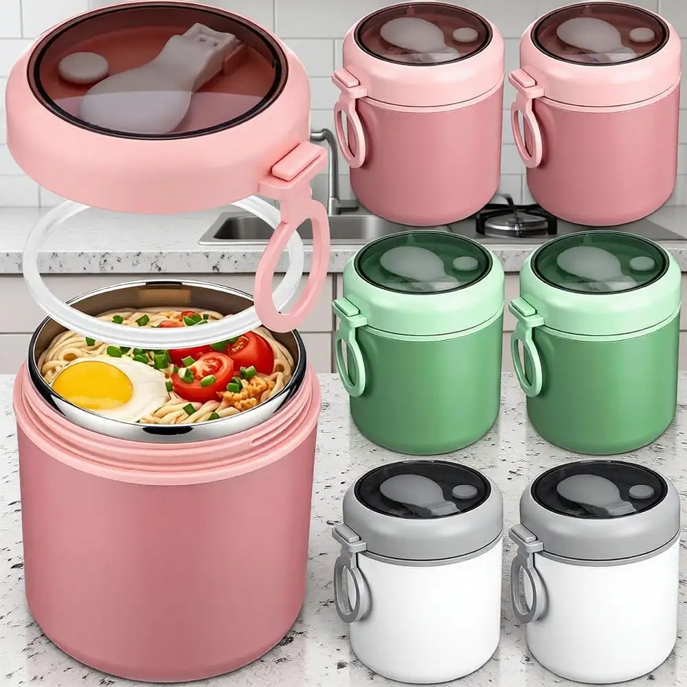 

6 Pack Insulated Food Jars with Spoon Stainless Steel Thermal Cup 18 Oz Vacuum Soup Thermal Cup or Hot and Cold Food Wide Mouth