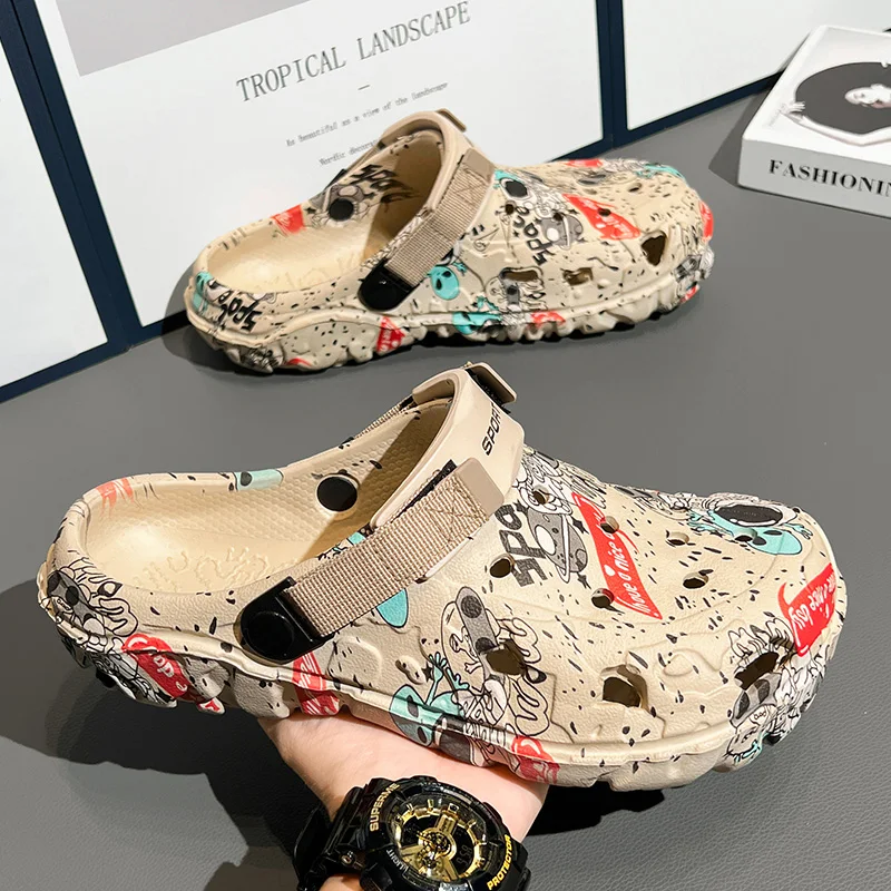 حذاء رجالي النعال الرجال حديقة الصنادل المسطحة صنادل أرضية رجل الصيف الصنادل الجديدة الذكور أحذية رياضية في الهواء الطلق الوجه يتخبط قباقيب المنزل #5