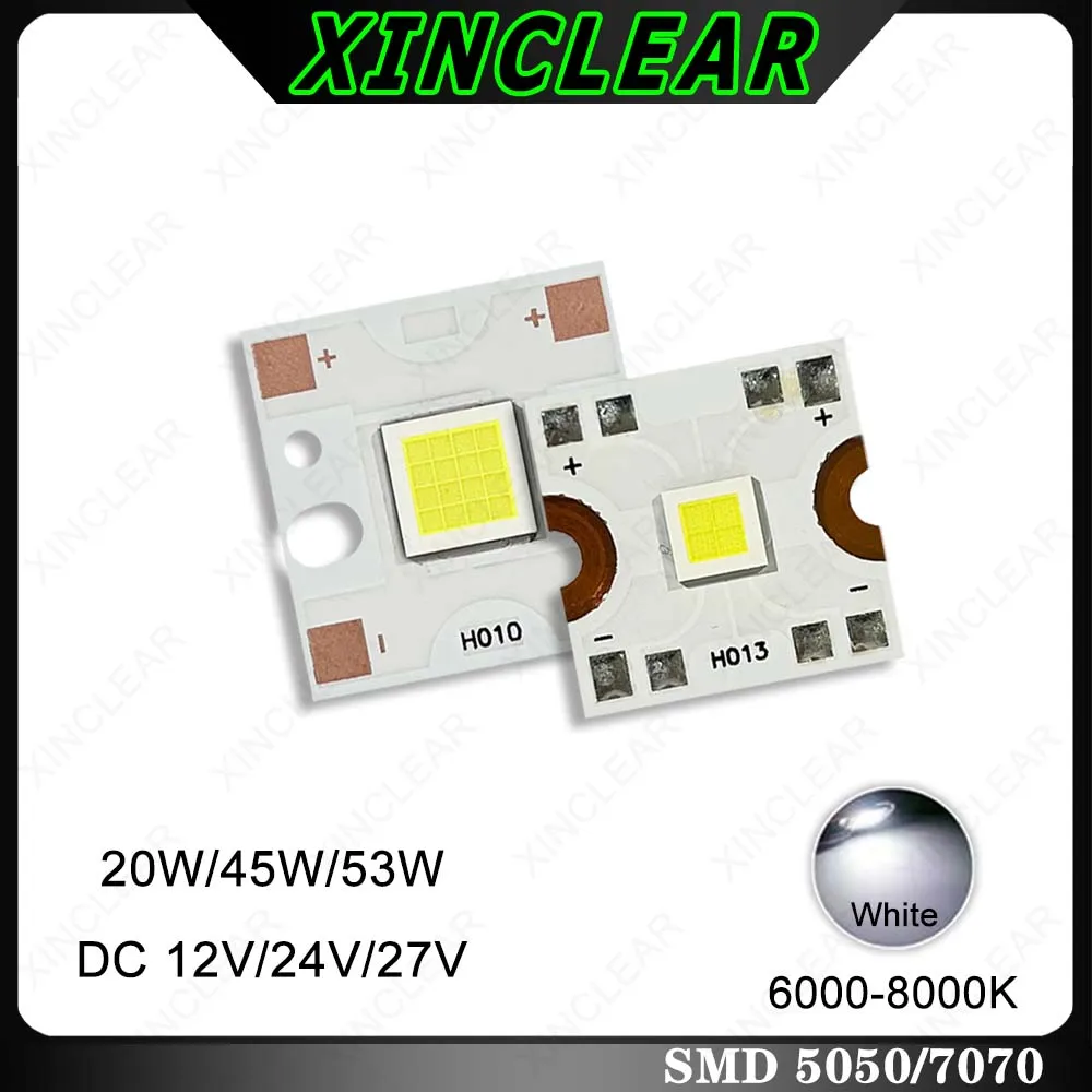 SMD 5050 7070 LED Chips 20W 45W 53W White 6000-8000K DC12V 24V Dia 18/20mm Lamp Beads Board For DIY Spotlight Photography Light