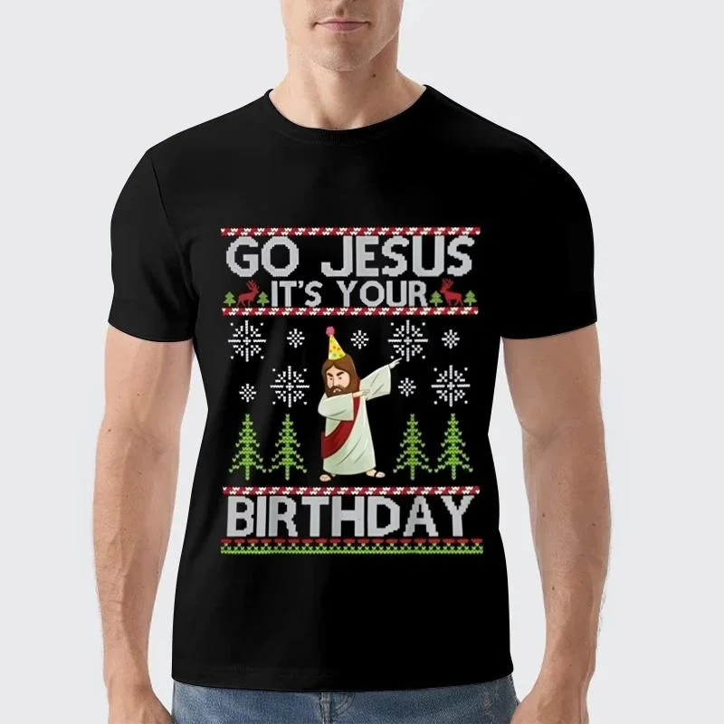 

Christmas Holiday Loose T-Shirt, Crewneck Short Sleeve Cotton Graphic Tee, Cute Festive Print Top, Perfect Gift for Christmas