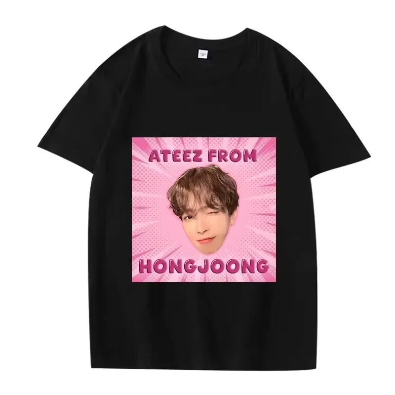 

Забавная футболка Ateez From Hongjoong Kpop 2025, мужская и женская модная хлопковая уличная одежда с короткими рукавами, летние топы унисекс с принтом
