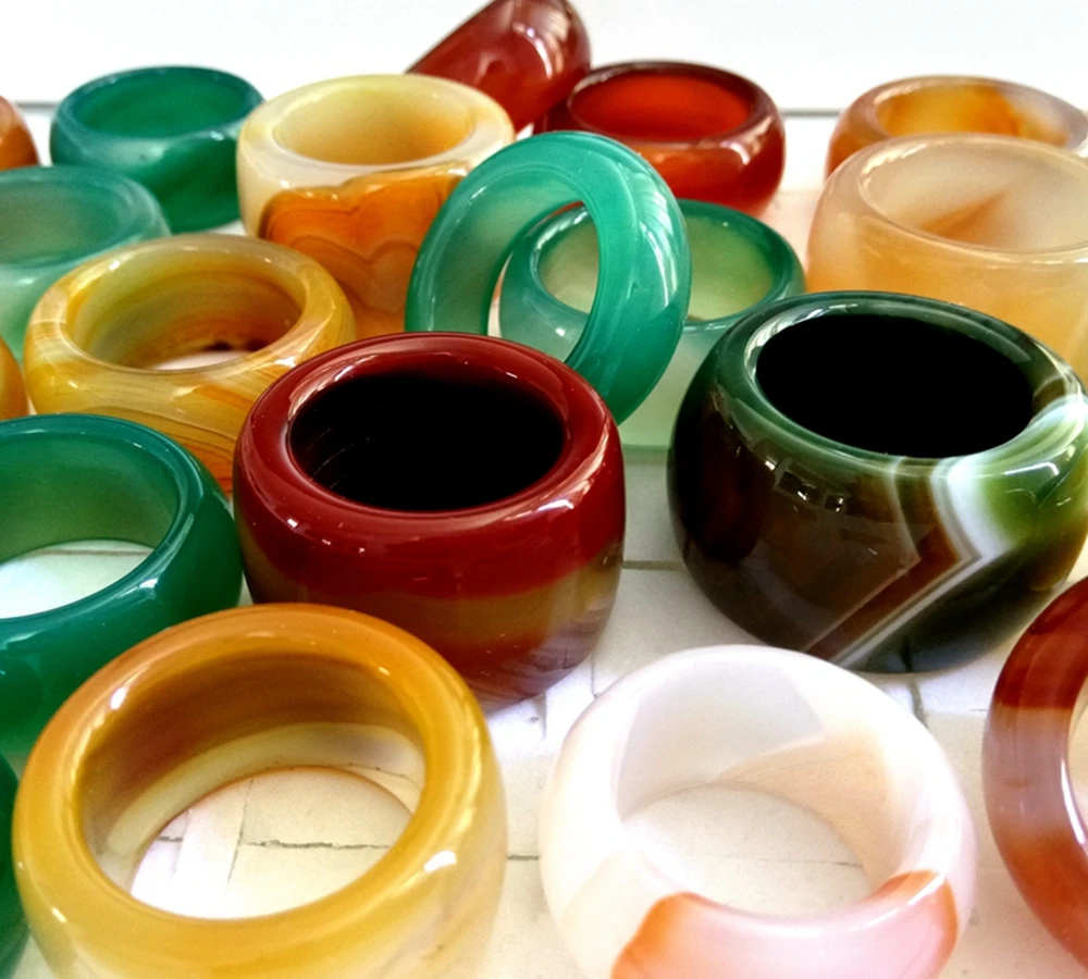 Großhandel 20 Stück verschiedene breite Achatstein bunte Ringe Mann Frauen Schmuck – Detail 8