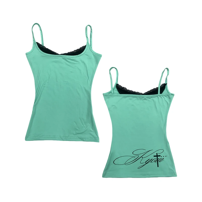 Spicy Girl Y2K Lace Camisole Vest Women's Summer Outfit Sleeveless Top with Cinched Waist Personalized Fashion