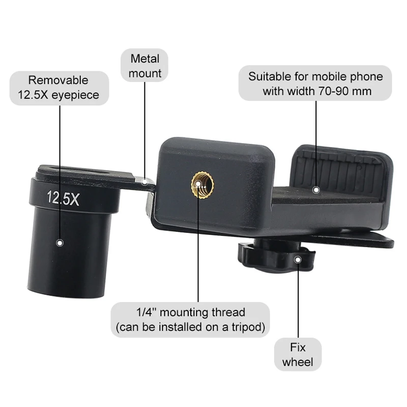 Clip per telefono adattatore per montaggio su telefono cellulare con lente per oculare 10X per microscopio salva invia foto Video diametro 23.2mm