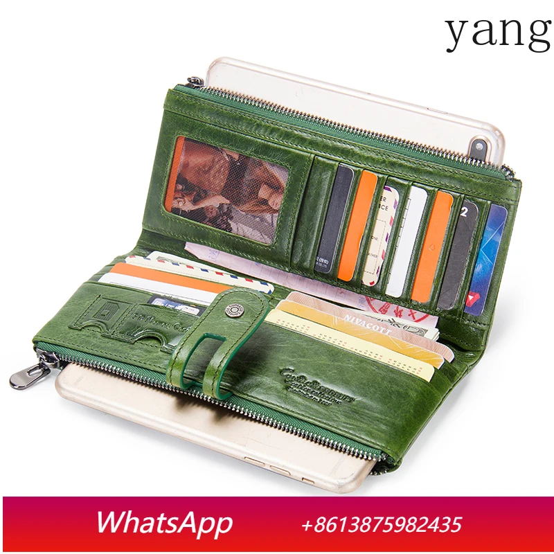 

Bag Fashion Genuine Leather Women Wallet Female Long Wallets With Card Holder Zipper Coin Purse For iPhone 8