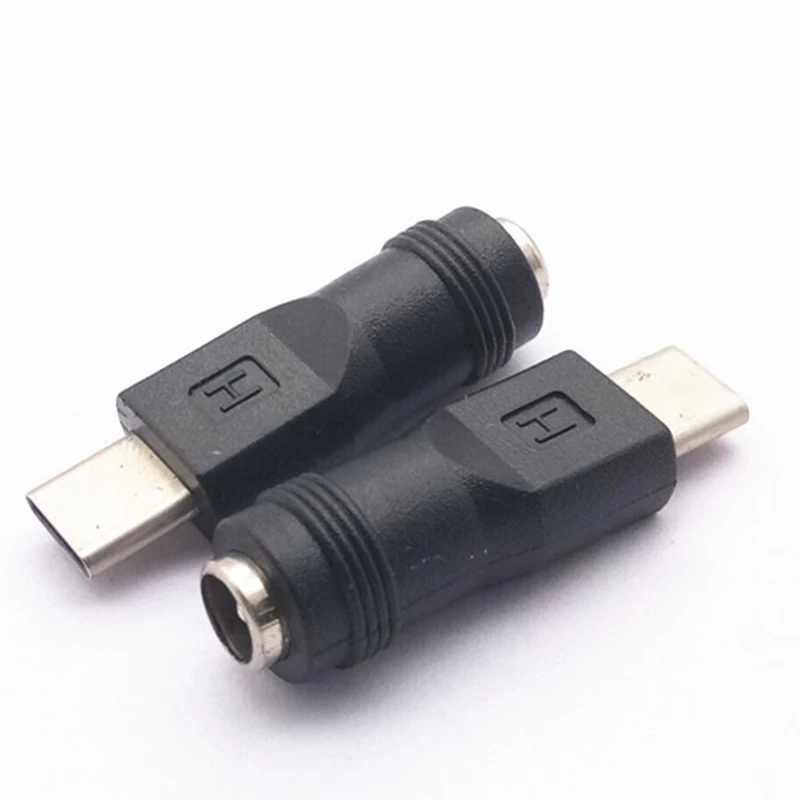 1PC Adaptador de Alimentação DC Conversor 5.5x2.1mm Jack Fêmea para USB Tipo C Conector Macho