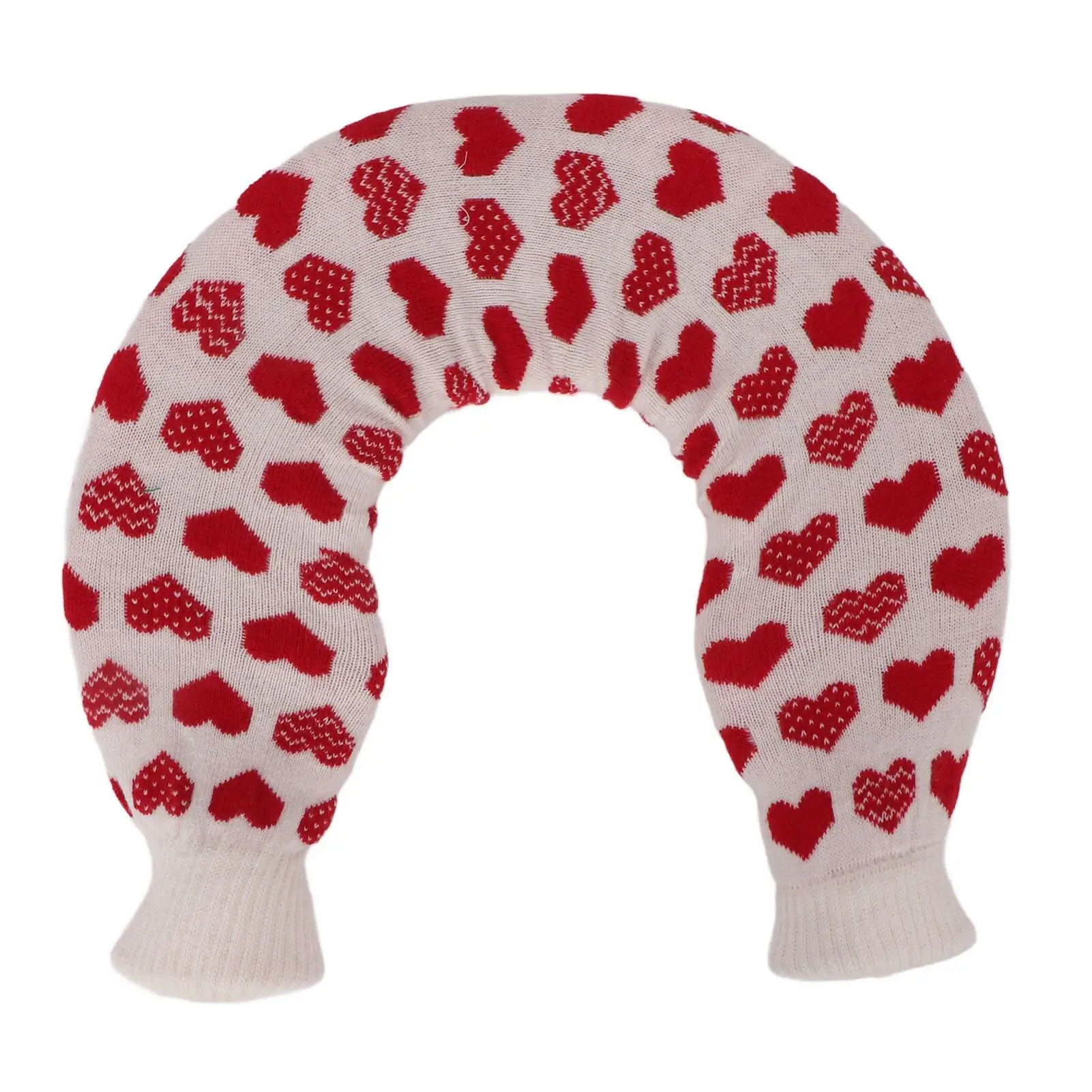 U-Shaped Neck Hot Water Bottle - Explosion-Proof Fatigue Relief with Knitted Rose Heart Cover