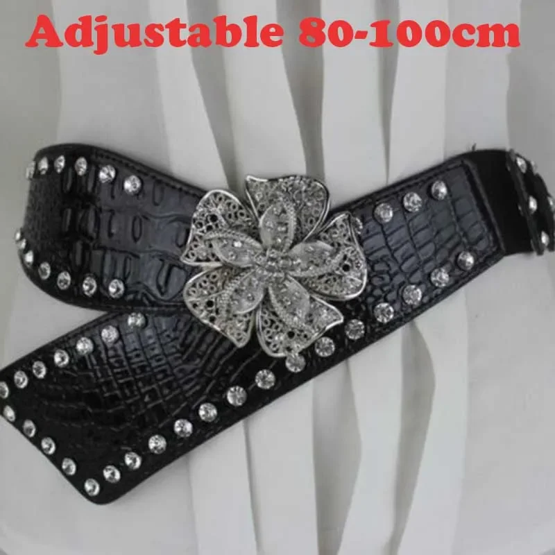 Luxury Strap Rhinestone Belt For Wome Crystal Studded Elastic Corset Belt for Jean Cinto De Strass Girl Clothes Decoration