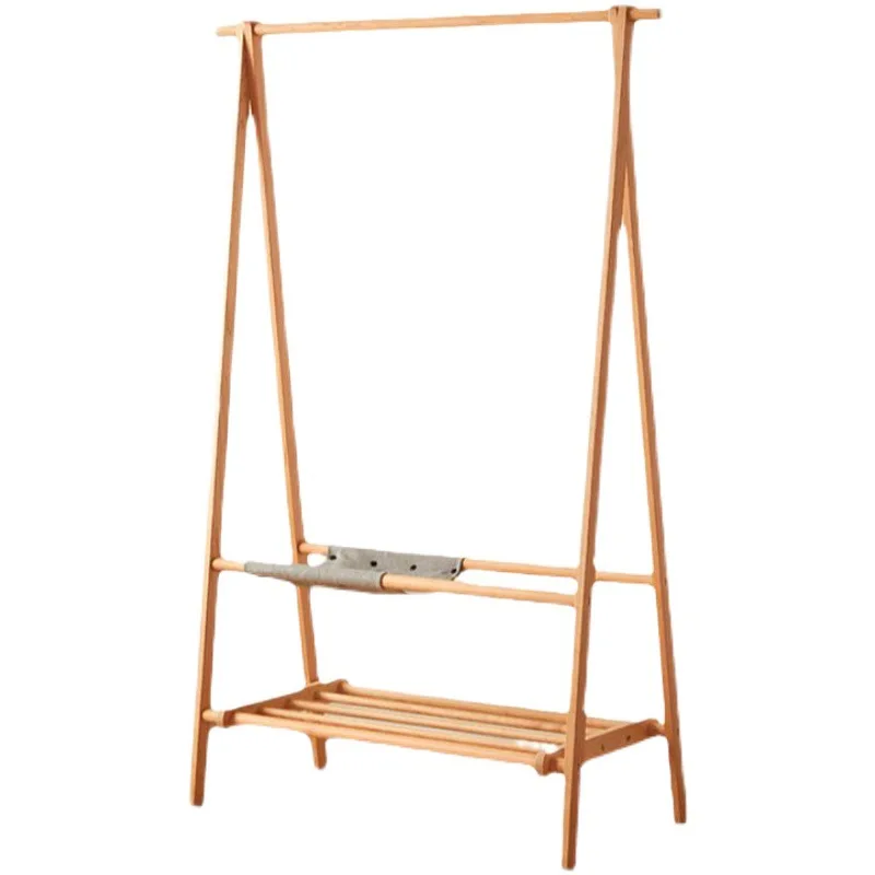 

Nordic creative solid wood hanger, cherry wood log coat rack, floor-to-ceiling bedroom multi-functional small storage hanger
