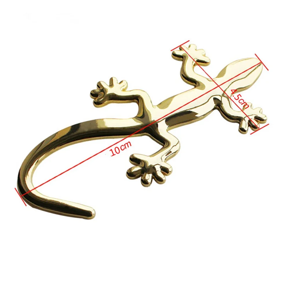 3D Metal Gecko Shape Lizard Logo Chrome Car Badge Emblems Sticker Decal Self-adhesive Car SUV Decoration Accessories Silver/Gold