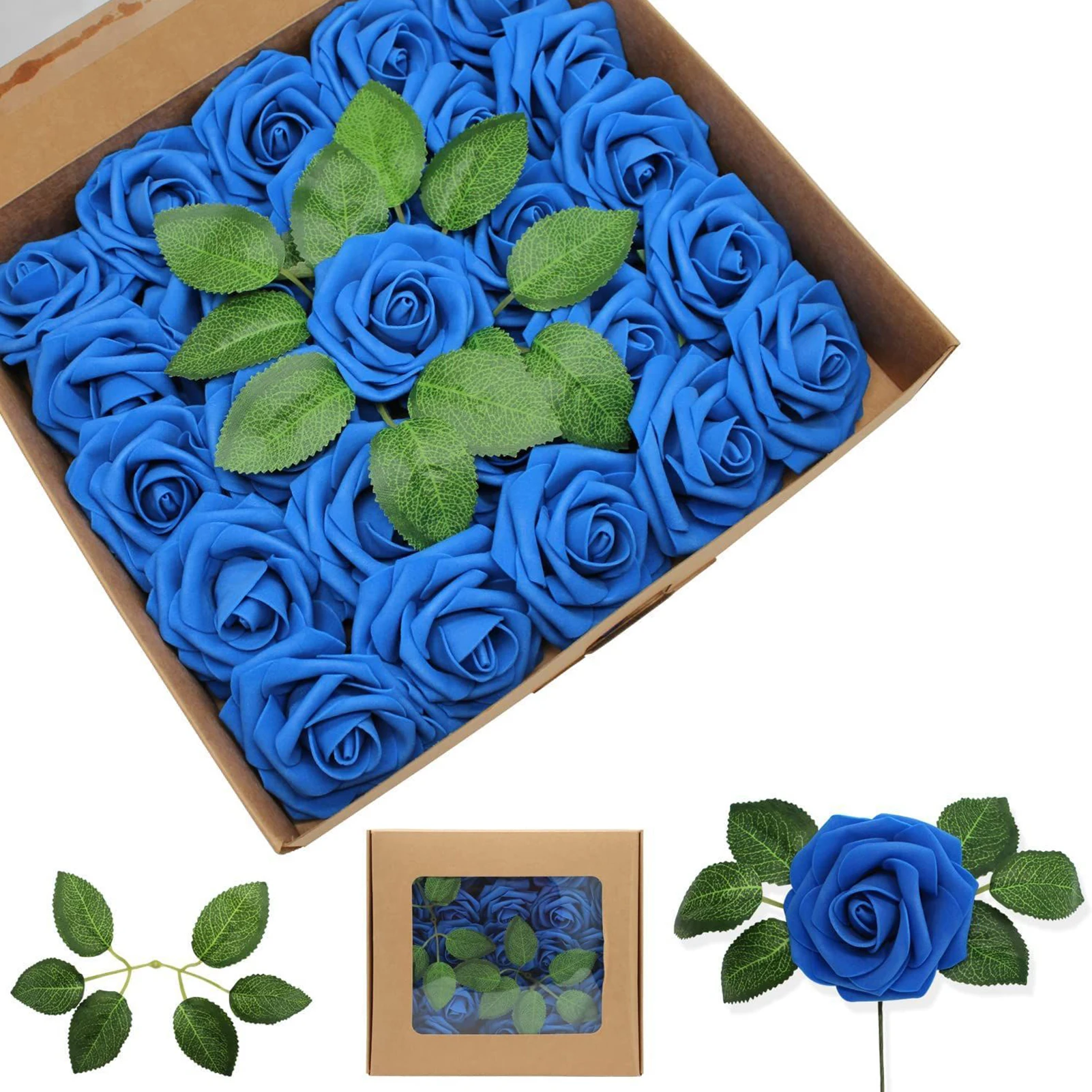 

25 Pcs Foam Rose Flowers In Box European Style Artificial Roses For Wedding Bouquet Home Decor Valentine Day Bride Gifts
