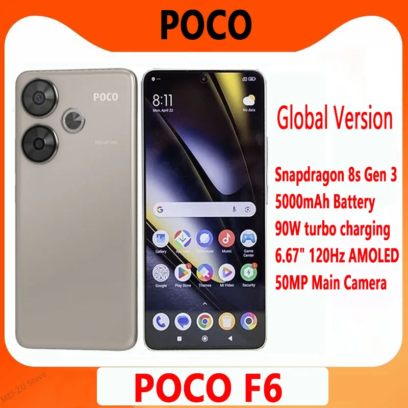 POCO F6 Smartphone Global Version Snapdragon®8s Gen 3 90W Turbo Charging 6.67