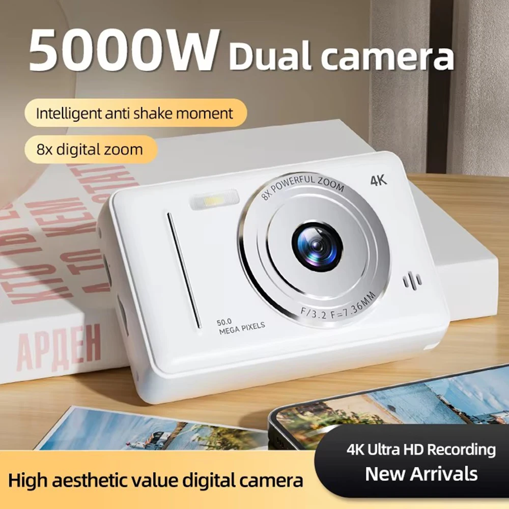 كاميرا رقمية 4K 50 ميجابكسل عالية الوضوح للتصوير الفوتوغرافي والسفر كاميرا سيلفي بطاقة محمولة كاميرا على مستوى الدخول تركيز تلقائي