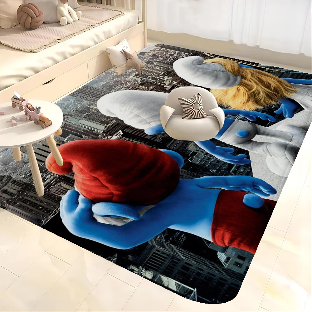 Cartoon S_Smurfs Bathroom Mat Non-Slip Laundry Room Mat Laundry Decor Balcony Child Living Room Toilet Rug