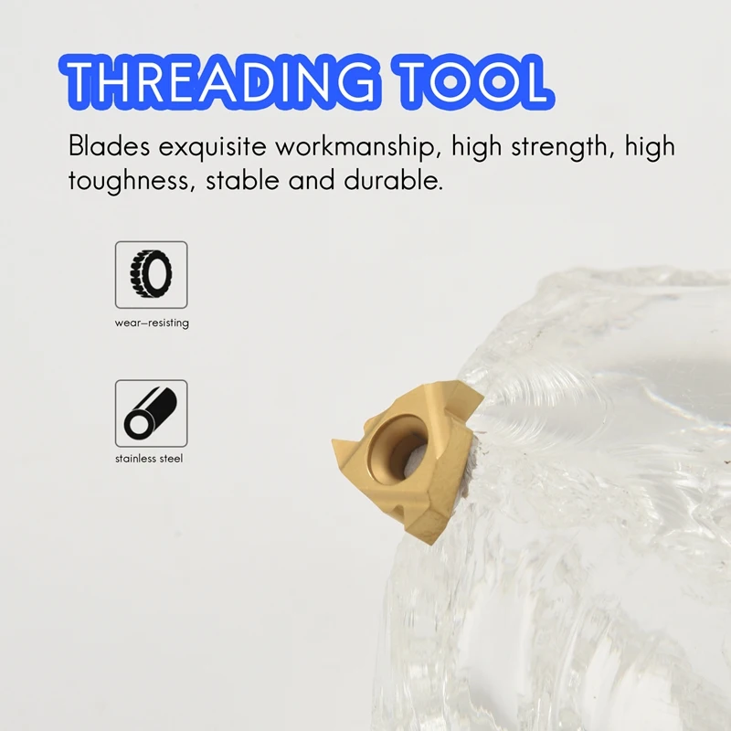 Barra de Roscado para Torno de 1/2 Pulgada con 10 Insertos de Carburo para Roscado Interno 16IR AG60 y Llave T15-A73M