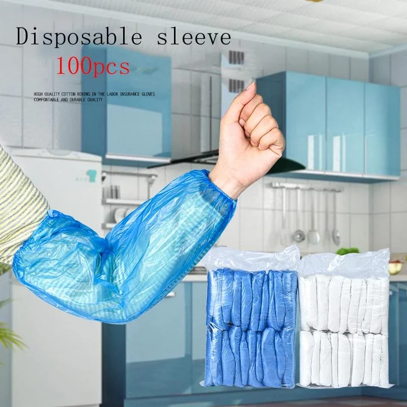 100pcs Work Hand Cuff Disposable Sleeve Cuff PE Waterproof Dustproof Prevent Dirty Oil Men Women Oversleeves