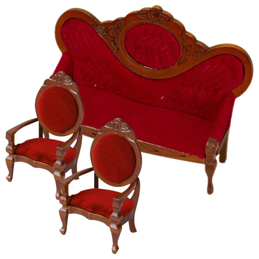 Fauteuil de pêche l'inventaire, canapé de scène, modèle de poupées, meubles de décoration de maison, 3 pièces