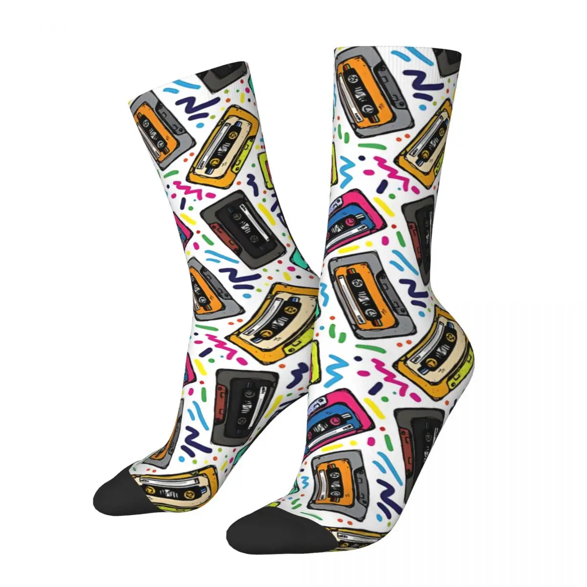 Cassette Tape Tapes Music Eighties 80S Unisex Winter Socks Hip Hop Happy Socks street style Crazy Sock