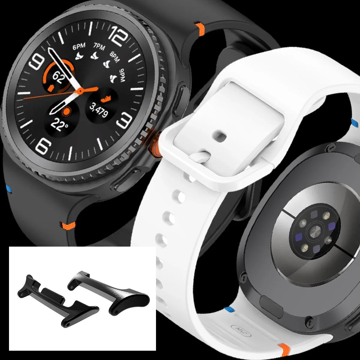 삼성 갤럭시 시계 8 용 어댑터 40/44mm 8 클래식 46mm 시계 밴드 스트랩 22mm 커넥터 팔찌 스테인레스 스틸 케이스