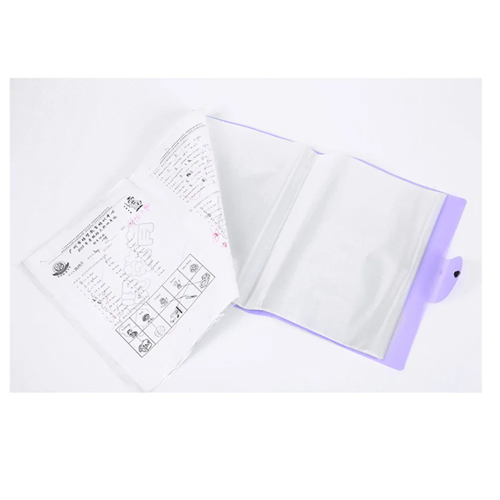 20 Pages A3 Thick Transparent File Folder Waterproof Non Slip Locking Bar Paper Organizer Examination Storage Binder Purple view 3