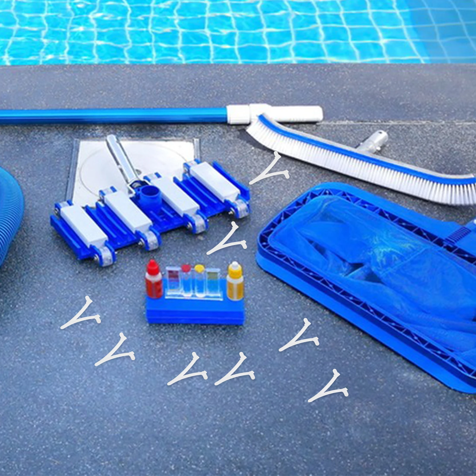 

10 Pcs Pool V Clips Replacement Handle Clips for Vacuum Head Skimmer Locking Leaf Net Pole Rake Tool Cleaning Durable Resin