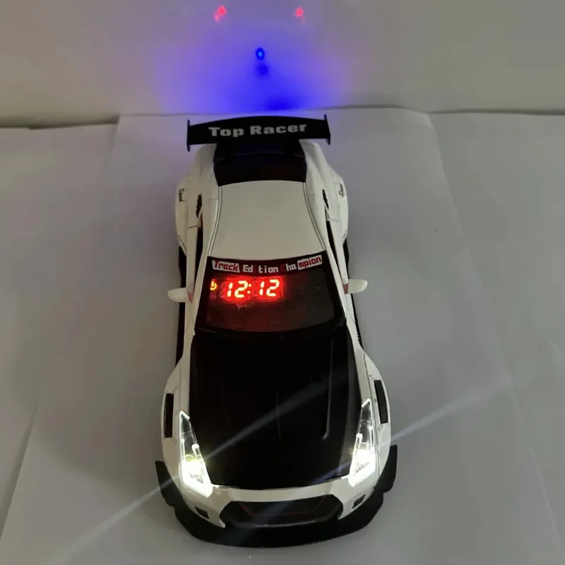 Novelty Supercar Alarm Clock Hypercar Model Remote Control LED Light Engine Sound Spray Christmas Gift for Car Enthusiasts