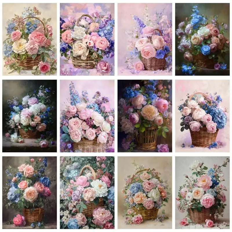 

CHENISTORY Coloring By Number Pink Flowers Kits Home Decoration Pictures Painting By Number HandPainted Art Gift