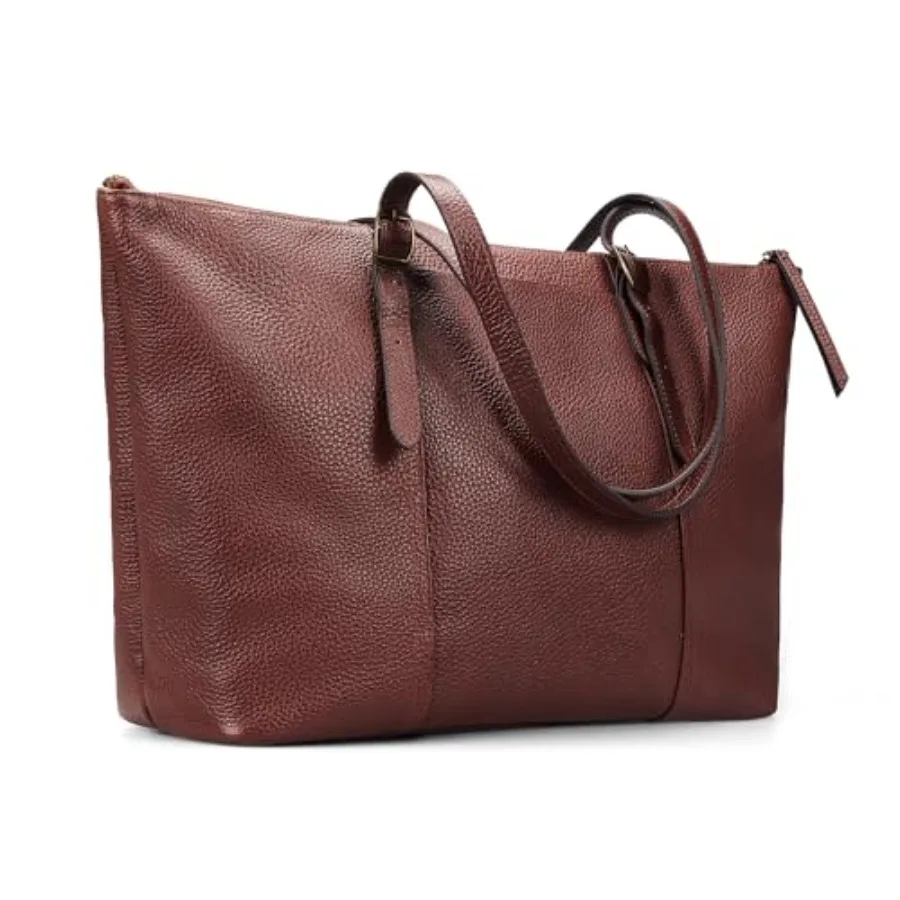 

Vintage Genuine Leather Work Tote Bag for Women Large Tote Bag with Zipper Leather Purse and Handbags with Compartment