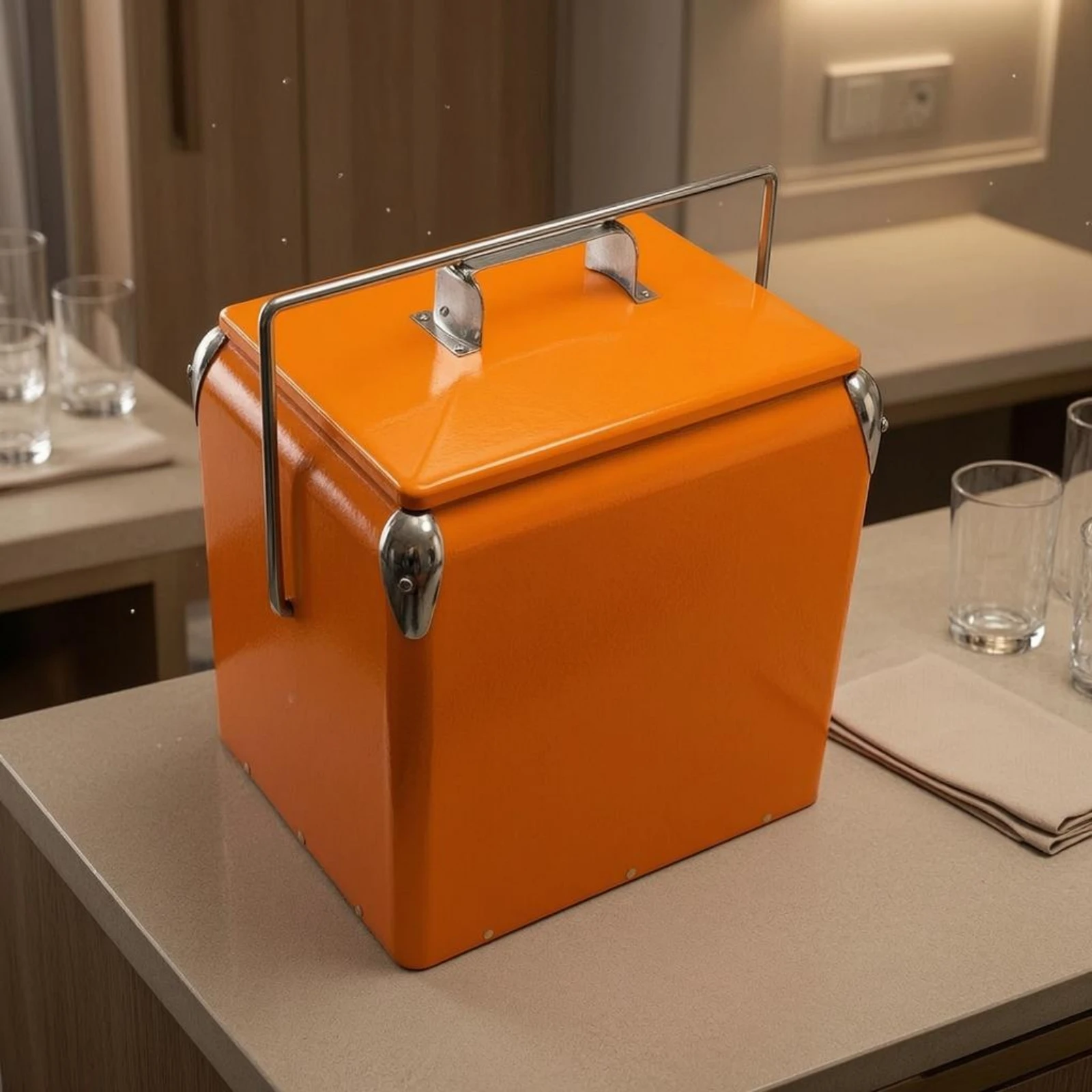 

Metal Cooler Box Powder-Coated 13 L Cooler Box Ice Chest Insulated Outdoor Storage Food-Grade Liner for Camping, Travel