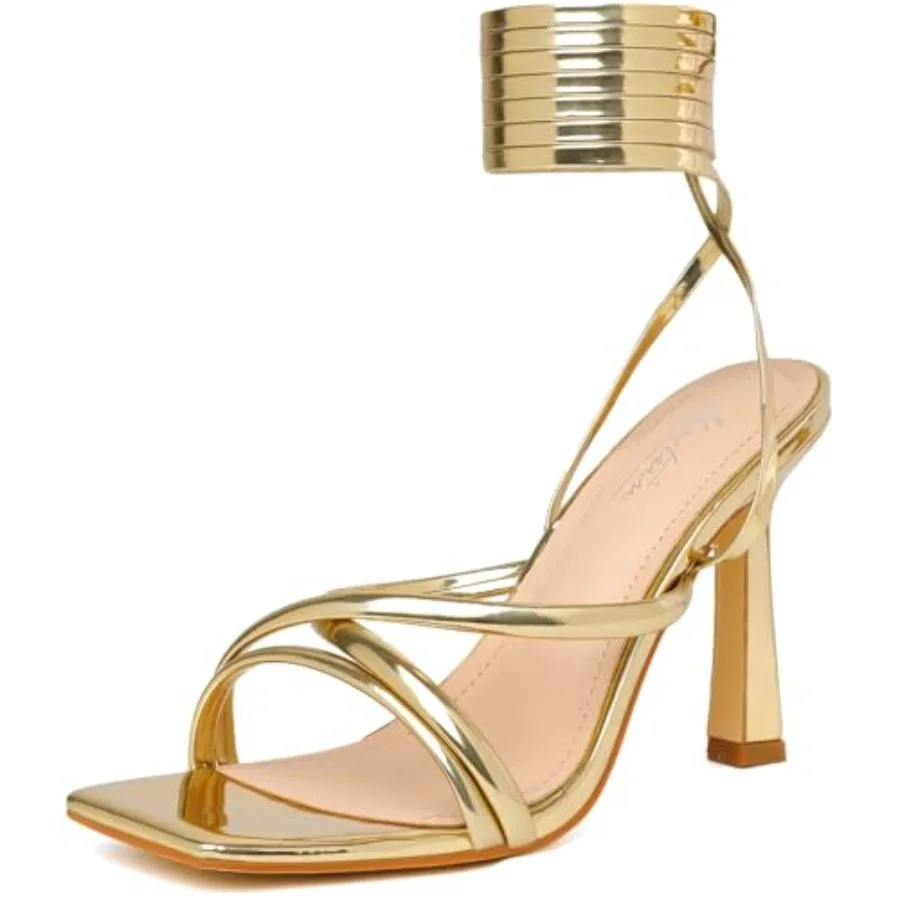 

Mostrin Womens Sandals Strappy Heels for Women Lace Up Heels Tie Up High Heeled Sandals for Prom, Party, Wedding, Daily Wear
