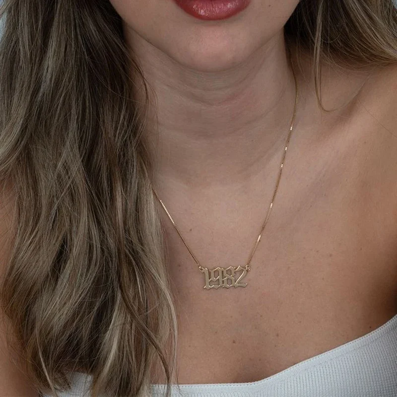 

Custom Arabic Numeral Letter Necklace Fashion Creative Time Clavicle Chain Stainless Steel Jewelry Birthday Party Gift