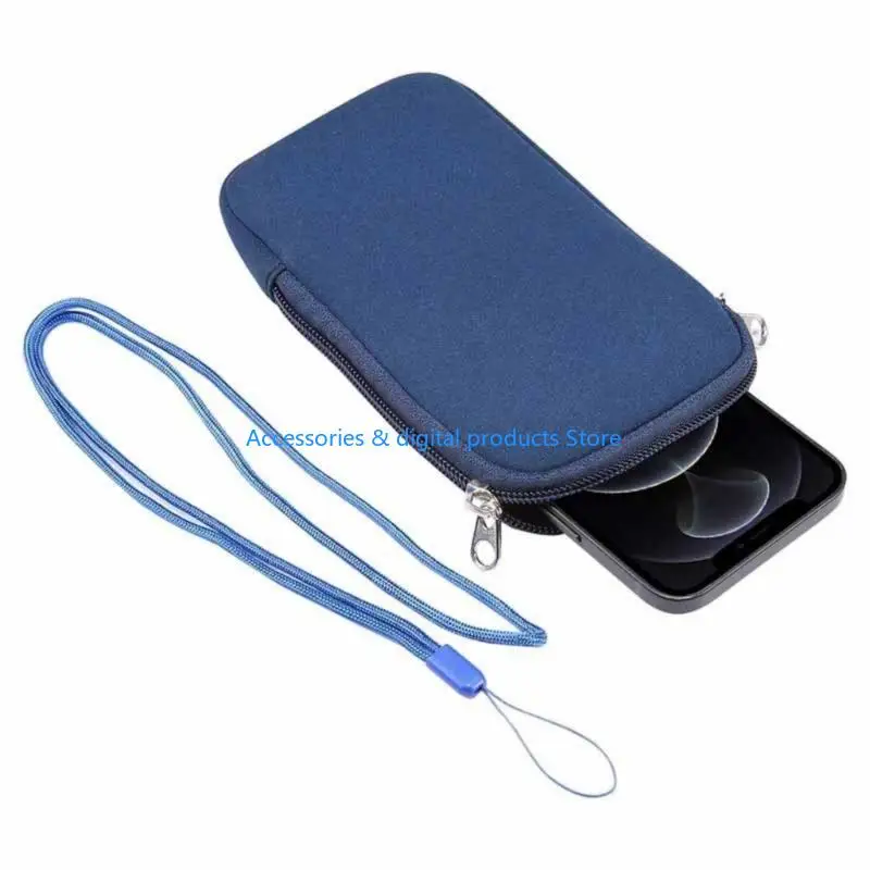 77JD Multipurpose Dustproof Phone Case Adjustable Wearable Strap Protective Soft Interior Lightweight Construction For