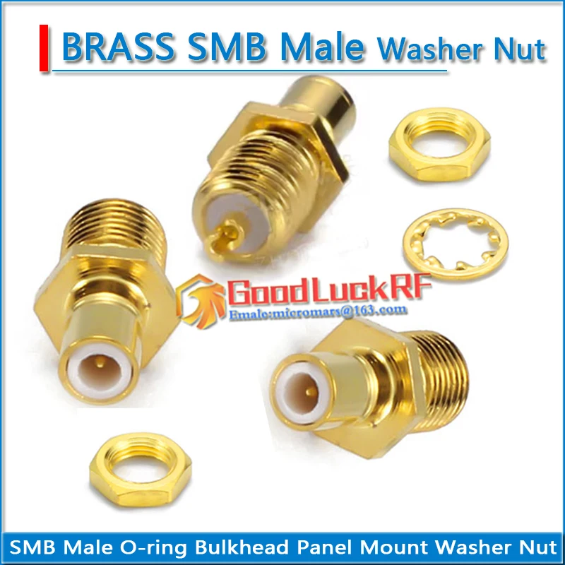 SMB Male Washer Nut O-ring Bulkhead Panel Mount Brass Coaxial Golden RF Connector Adapters