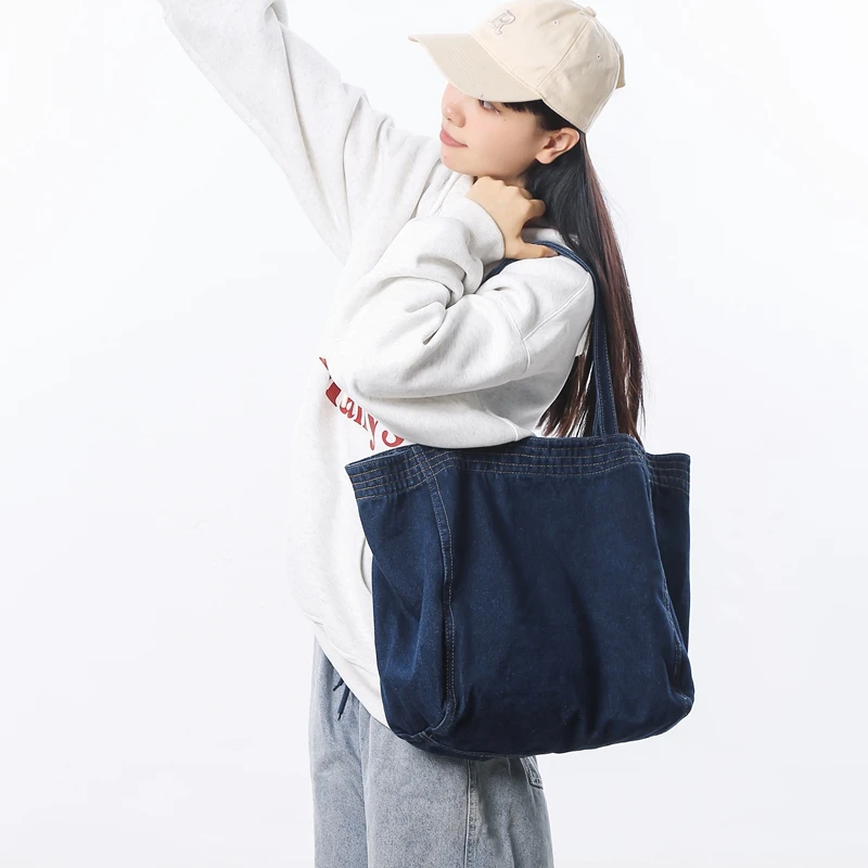 

Qualitied Denim Women's Bag 2024 New Jeans School Bag Student Messenger Bag Y2K Cowboy Eco Bag Korean Shopper Canvas Handbag Big