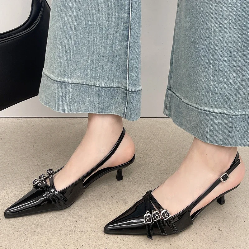 Fashion Female Sandals Red Fashion Heels Footwear Women Pumps Spring Autumn Slingbacks Shoes For Pointed Toe Ladies Heels Shoes